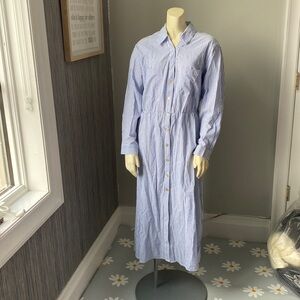 Zara Blue Striped Long Sleeve Dress